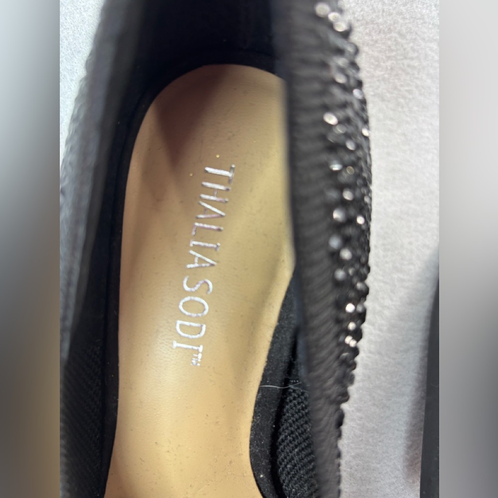 Thalia Sodi HEATHERE 7 Black Granite Glitter Evening Pumps Heels Shoes - Picture 7 of 9